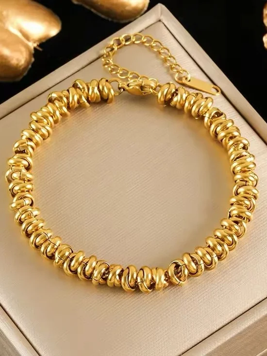 Anthropologie Gold-Tone Spiral Bead Necklace and Bracelet Set - Picture 3 of 3